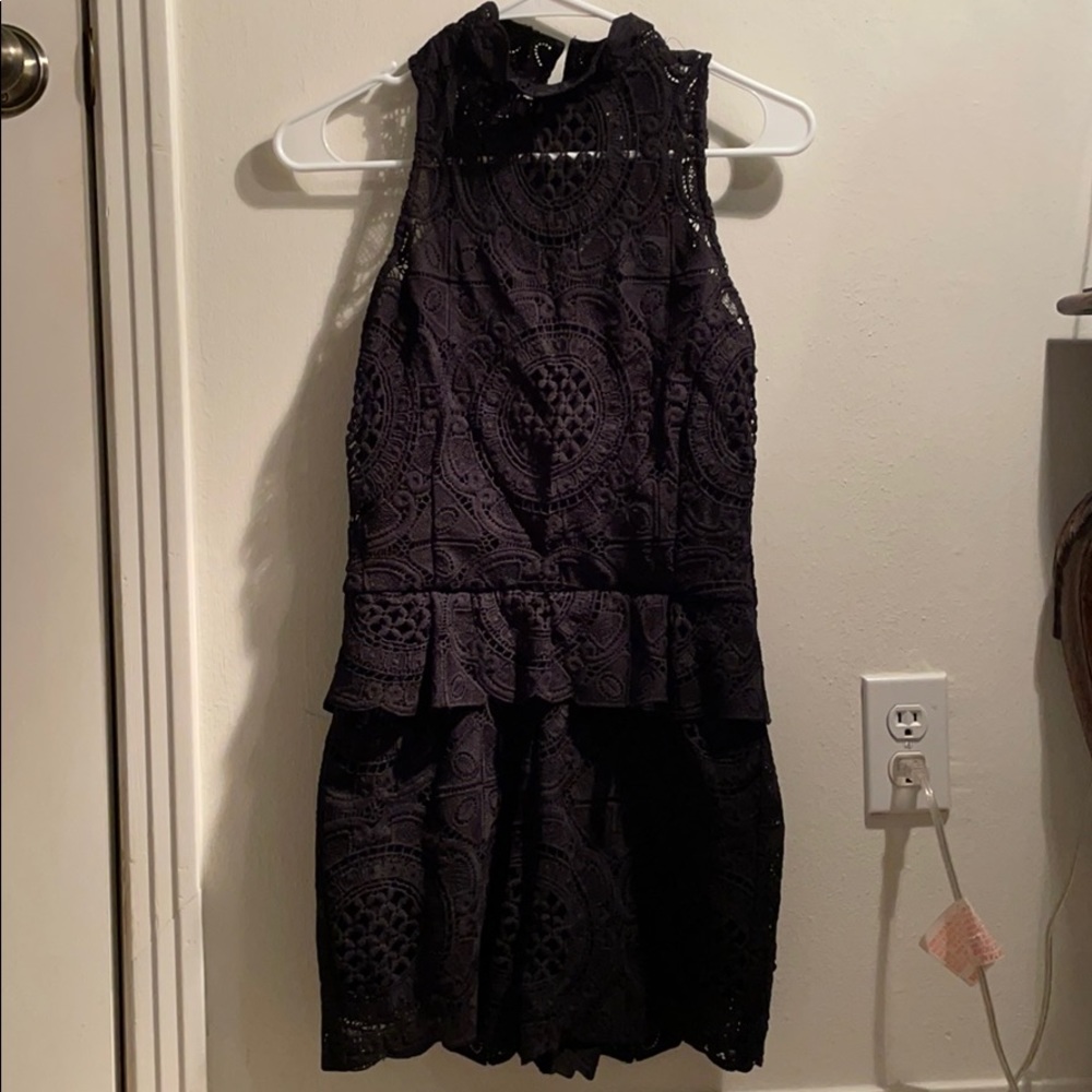 Free People Black Lace Romper